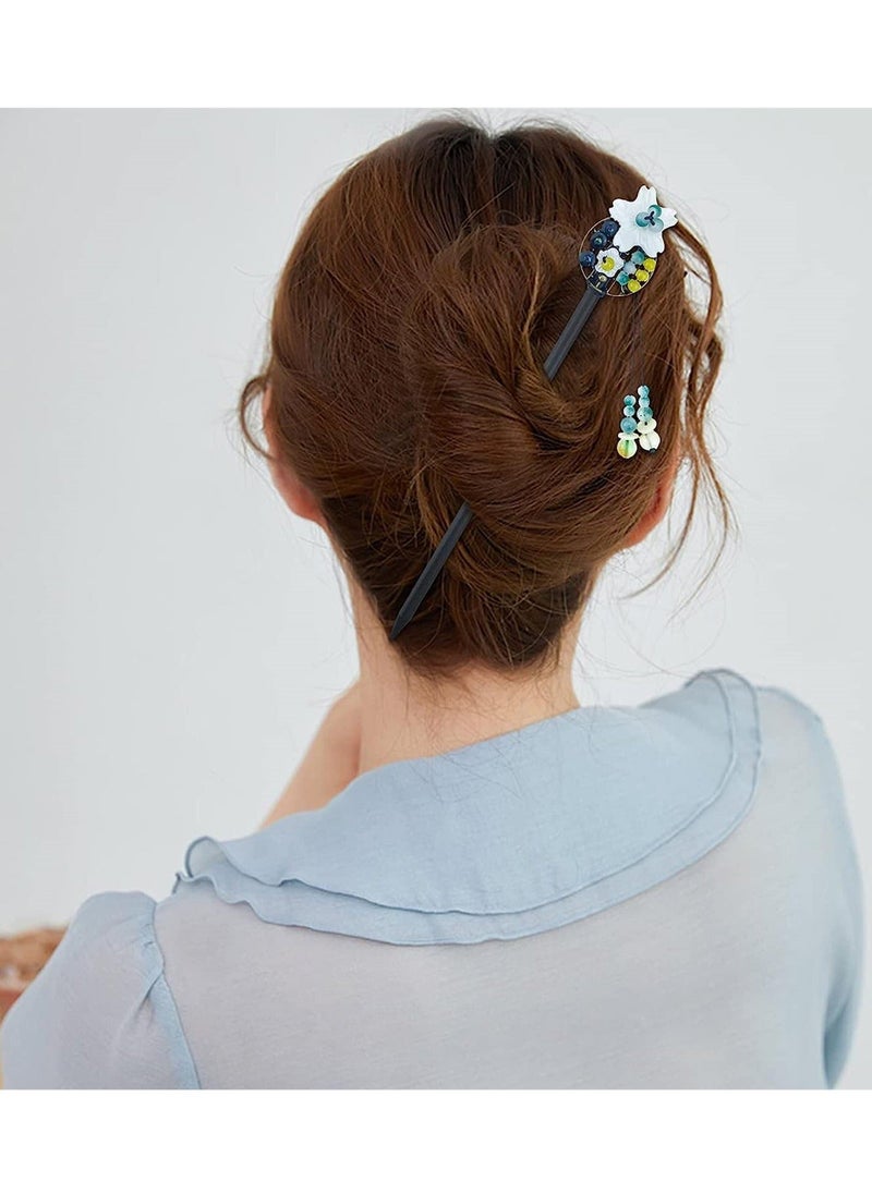 Y&D 4 Pcs Retro Chinese Wooden Hair Sticks, Vintage Hairpins with Butterfly and Flower Design, Classic Chopsticks for Long Women  - Image 4