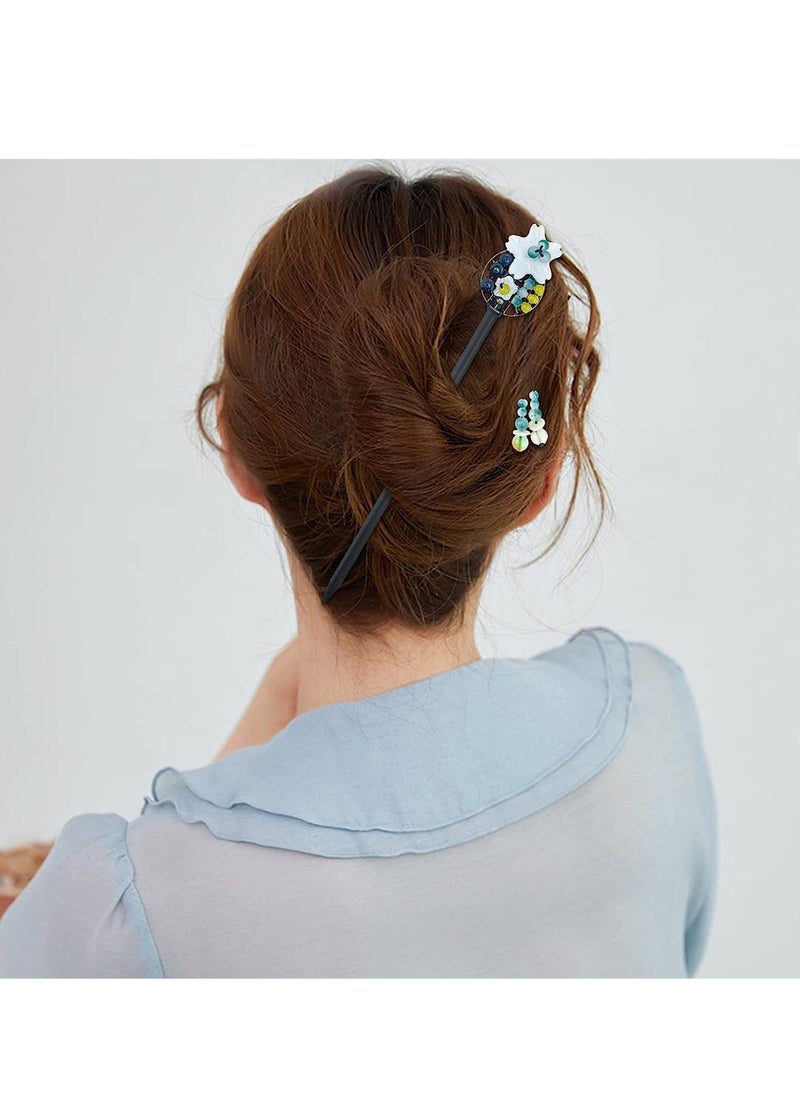 Y&D 4 Pcs Retro Chinese Wooden Hair Sticks, Vintage Hairpins with Butterfly and Flower Design, Classic Chopsticks for Long Women  - Image 3