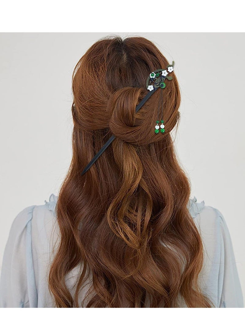 Y&D 4 Pcs Retro Chinese Wooden Hair Sticks, Vintage Hairpins with Butterfly and Flower Design, Classic Chopsticks for Long Women  - Image 2