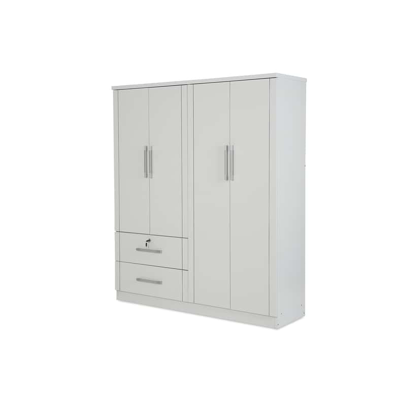 Pan Home خزانة بيضاء بأربعة أبواب مع درجين - Image 5