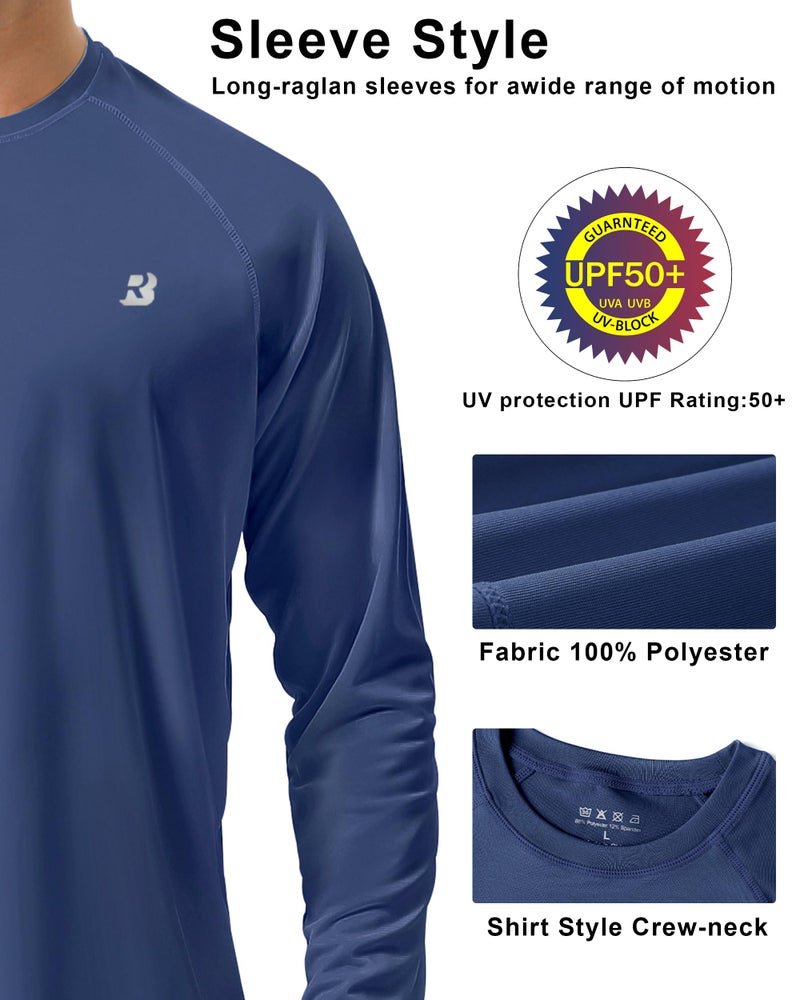 Roadbox Roadbox Mens UPF 50+ UV Sun Protection Shirts Outdoor Long Sleeve SPF Diving Rash Guard for Fishing Hiking Swimming Ocean Blue  - Image 4