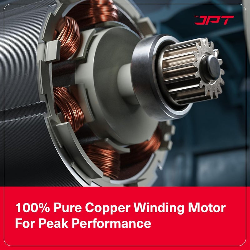 JPT جهاز تأثير لاسلكي بدون فرشاة من سلسلة JPT 12 بوصة، عزم دوران 406 قدم رطل 550 نيوتن متر، عزم دوران عالي 3650 دورة في الدقيقة، مع بطاريتين 40Ah وشاحن سريع، مع ضمان موتور لمدة 18 شهر، باللون الأخضر - Image 5