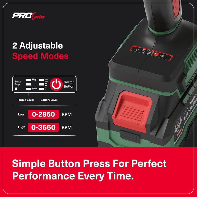 JPT جهاز تأثير لاسلكي بدون فرشاة من سلسلة JPT 12 بوصة، عزم دوران 406 قدم رطل 550 نيوتن متر، عزم دوران عالي 3650 دورة في الدقيقة، مع بطاريتين 40Ah وشاحن سريع، مع ضمان موتور لمدة 18 شهر، باللون الأخضر - Image 4