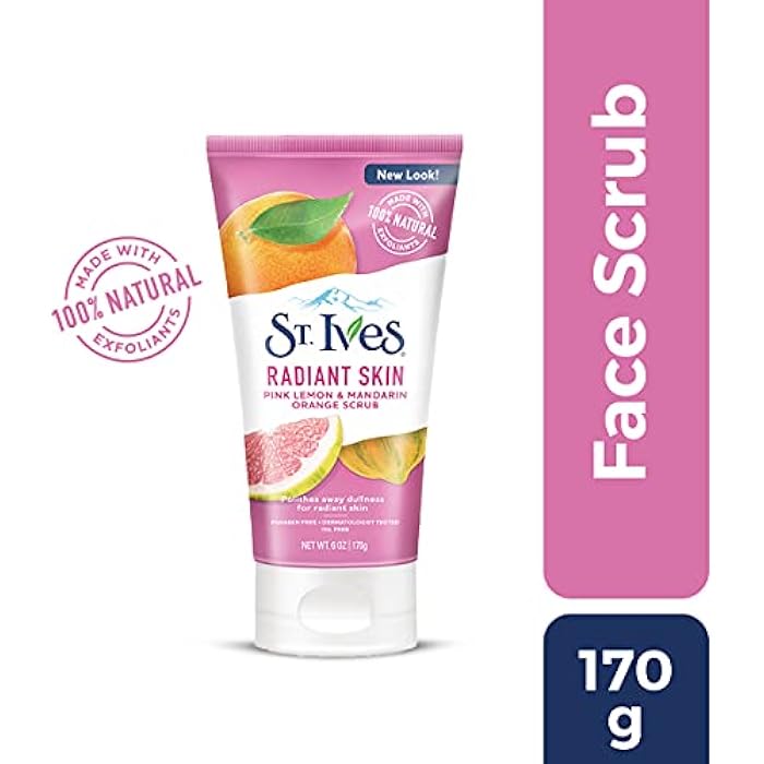 St. Ives Radiant Skin Face Scrub For Dull Skin Pink Lemon and Mandarin Orange Dermatologist-Tested Face Wash Scrub With 100 percent Natural Exfoliants 6 oz - Image 2
