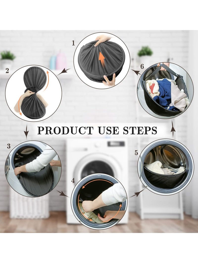 SYOSI SYOSI Mesh Laundry Hamper Basket, Pop Up Laundry Hamper Collapsible Laundry Basket Sturdy & Quick Drying for Laundry Room, Bathroom, Kids Room, College Dorm  - Image 3