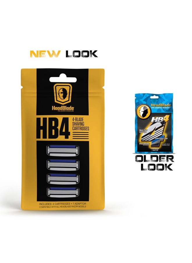 HeadBlade Men's HB4 Refill Shaving Razor Blades - 4 Stainless Steel Blades for No Tugging or Pulling, Shave Less, Works for Face, Body, and Scalp (12 Blades) 3 Pack - Image 2