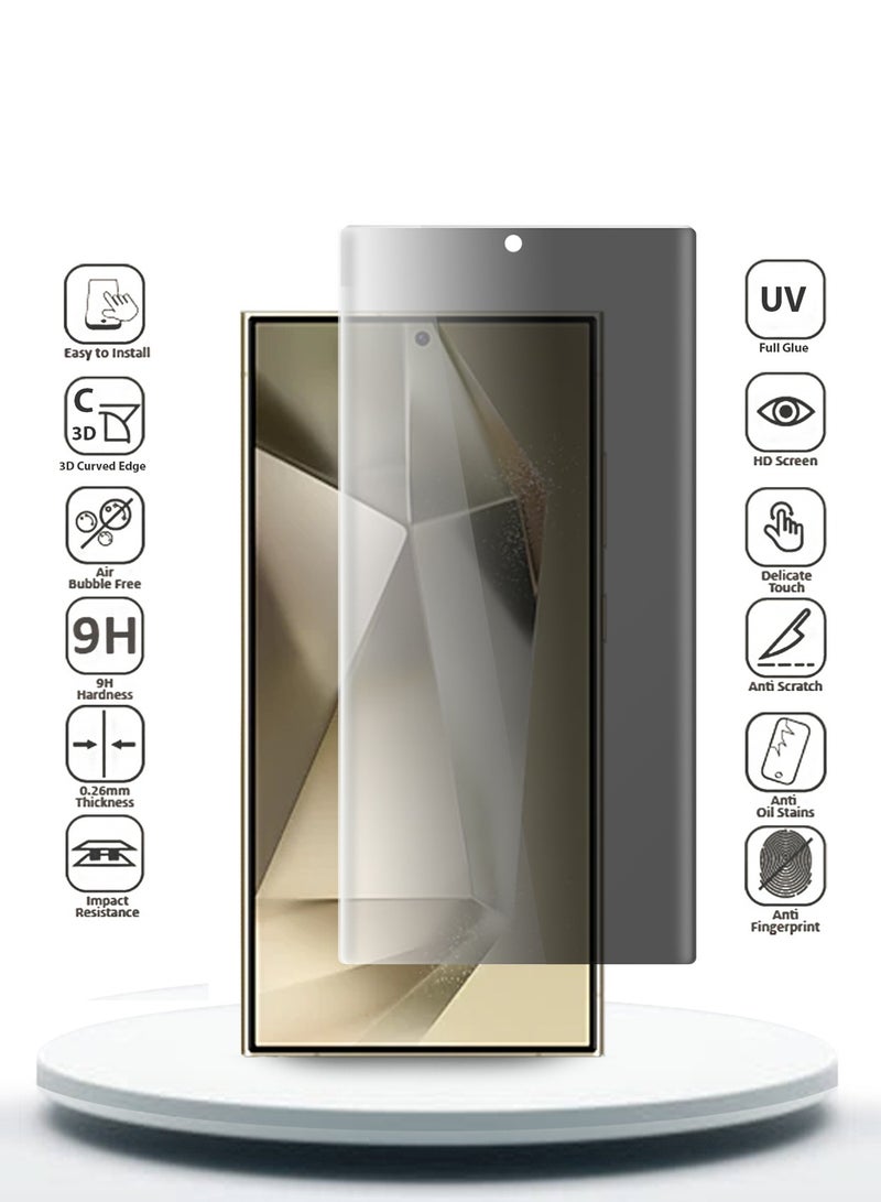 Wtech Premium Curved Edges UV Full Glue Full Cover Privacy Tempered Glass Screen Protector For Samsung Galaxy S24 Ultra 5G 2024 Clear - Image 1