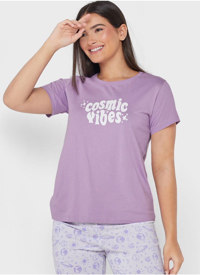 Ginger - Printed T-Shirt And Pyjama Set - Image 1