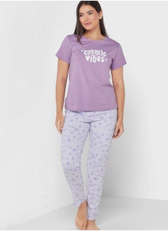 Printed T-Shirt And Pyjama Set