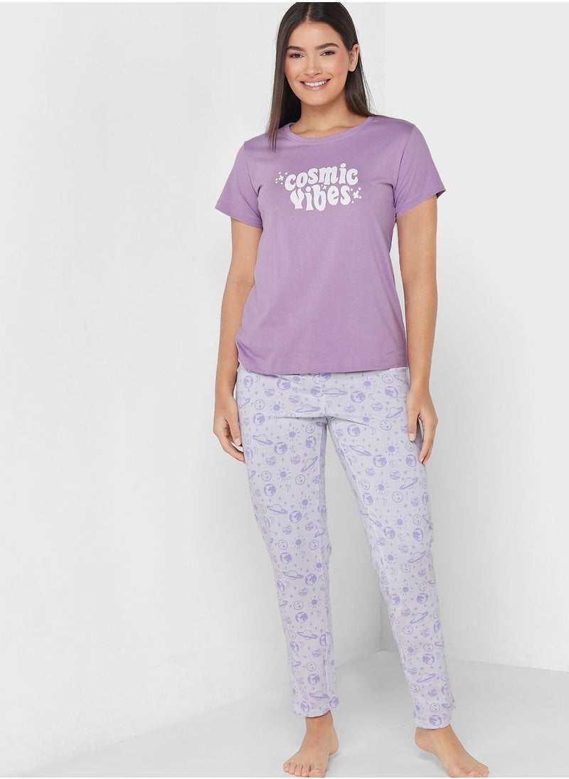 Ginger - Printed T-Shirt And Pyjama Set - Image 1
