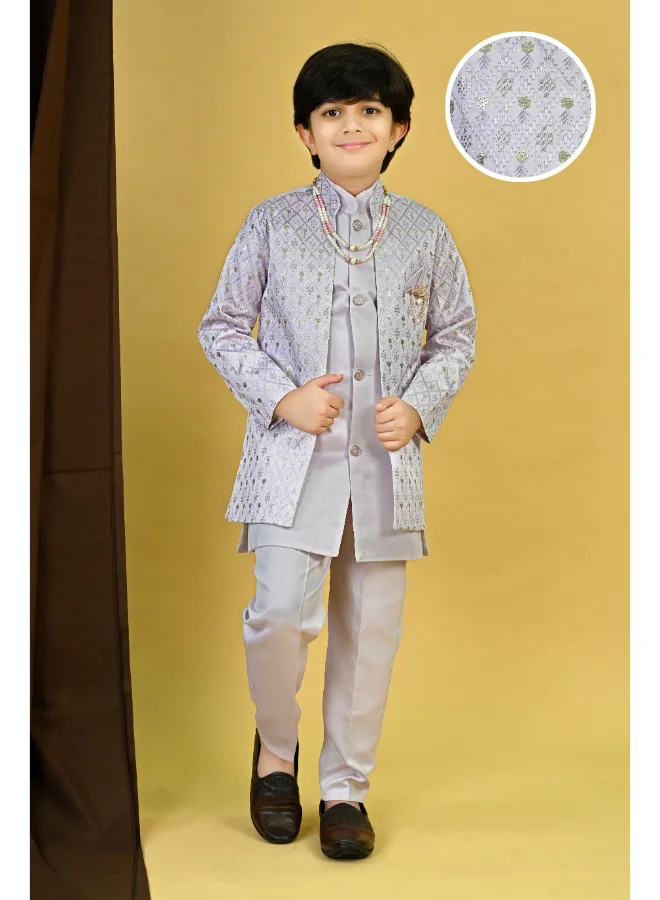 BT DEZINES Lavender Sherwani and Trousers Set for Boys