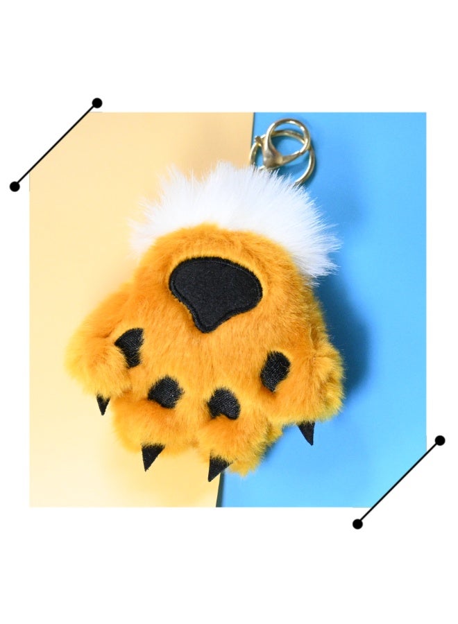 Furry Tiger Paw Plush Keychain Key Ring for Bags and Keys - Image 1