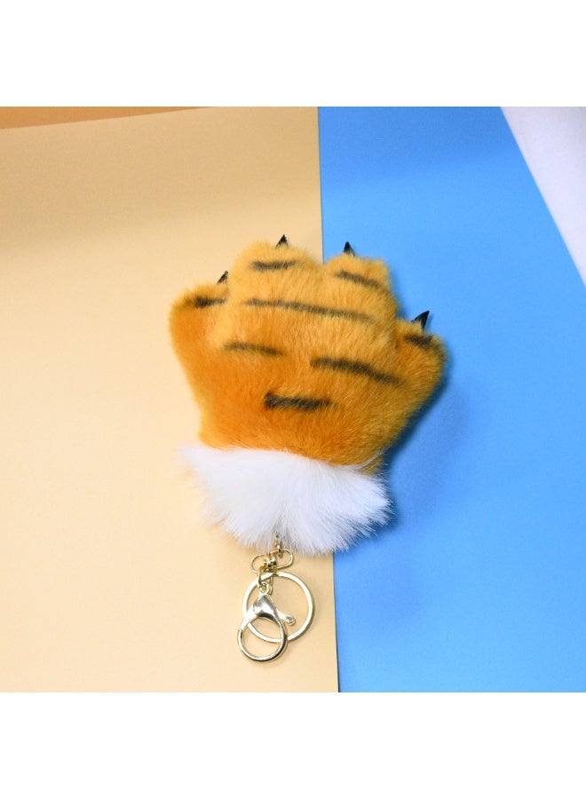 Furry Tiger Paw Plush Keychain Key Ring for Bags and Keys - Image 2