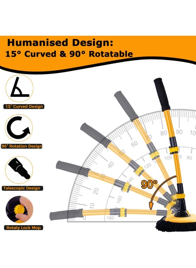 HALAMODO 15°Curved Car Wash Brush with Long Handle 102 CM Extension Pole RV Truck Microfiber Cleaning Mop Auto SUV Wheel Boat Exterior Interior Detailing 2 in 1 Carwash Duster Not Hurt Paint Scratch Free - Image 3