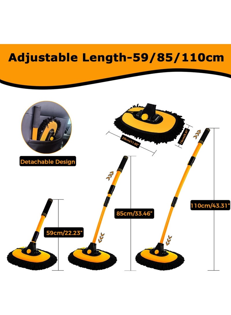 HALAMODO 15°Curved Car Wash Brush with Long Handle 102 CM Extension Pole RV Truck Microfiber Cleaning Mop Auto SUV Wheel Boat Exterior Interior Detailing 2 in 1 Carwash Duster Not Hurt Paint Scratch Free - Image 2