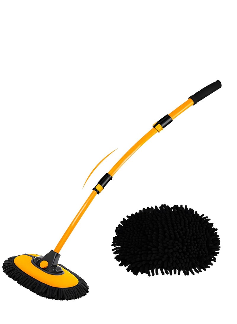 HALAMODO 15°Curved Car Wash Brush with Long Handle 102 CM Extension Pole RV Truck Microfiber Cleaning Mop Auto SUV Wheel Boat Exterior Interior Detailing 2 in 1 Carwash Duster Not Hurt Paint Scratch Free - Image 1