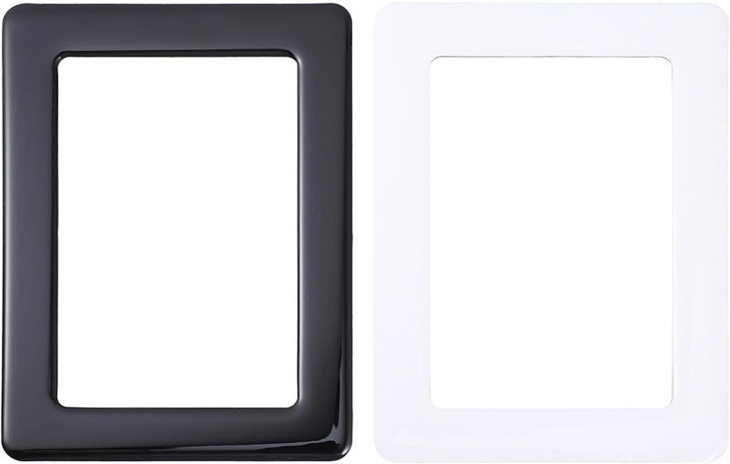 Magnetic Picture Frame 2pcs Set, Crystal Photo Holder with White and Black Borders, Refrigerator Magnetic Photo Frames for Home and Office Décor - Image 1