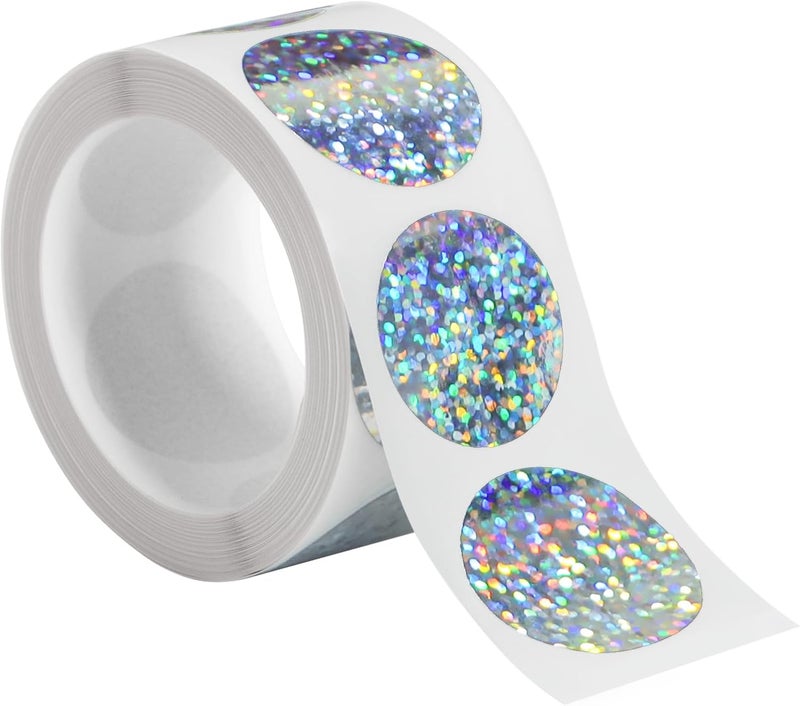 Imeepa 300 Pack Scratch Off Stickers, 3" Round Circle Scratch Off Labels, Self Adhesive Scratch Off Cards for Lottery Tickets DIY, Raffle Card Creating-Holographic Silver - Image 1