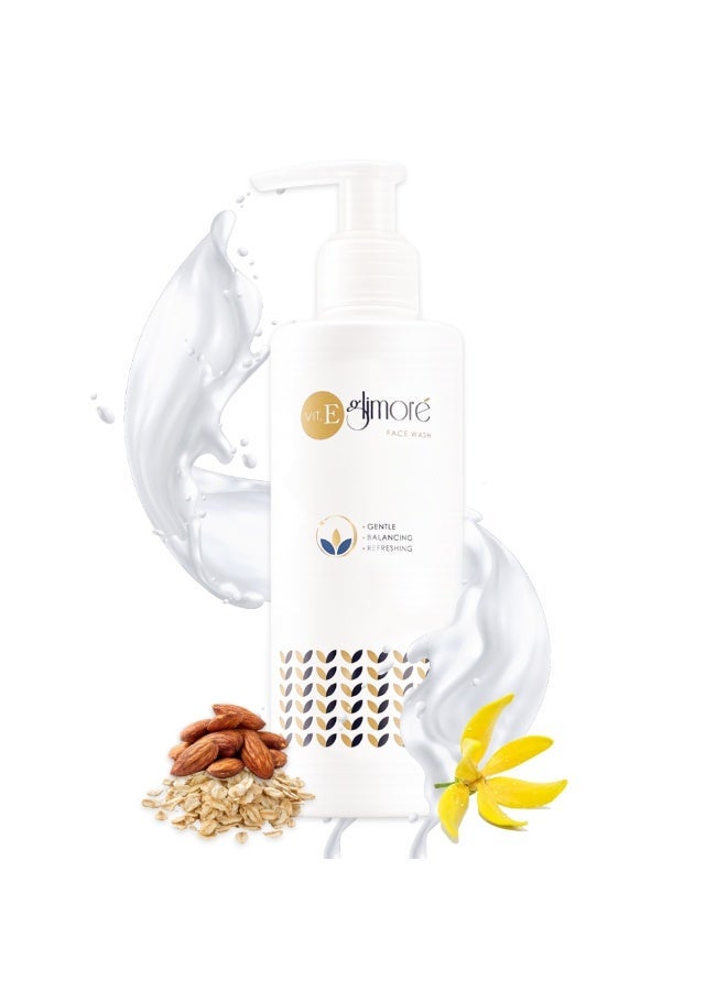 Glimore Face Wash 250 ml – Deep Cleansing & Makeup-Removing Gel – Hydrating Oat & Sweet Almond Oil – Non-Drying, pH-Balanced – Gentle Daily Cleanser for All Skin Types – with Calming Ylang-Ylang - Image 1