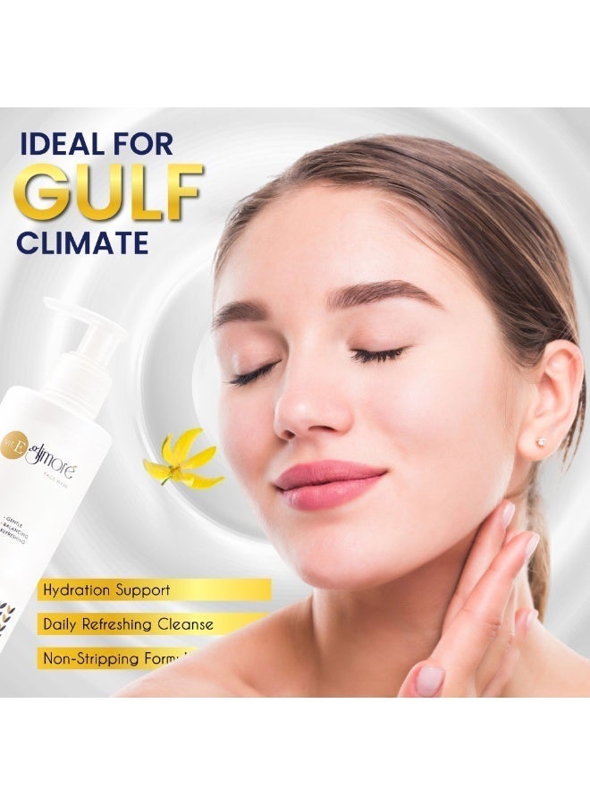 Glimore Face Wash 250 ml – Deep Cleansing & Makeup-Removing Gel – Hydrating Oat & Sweet Almond Oil – Non-Drying, pH-Balanced – Gentle Daily Cleanser for All Skin Types – with Calming Ylang-Ylang - Image 3