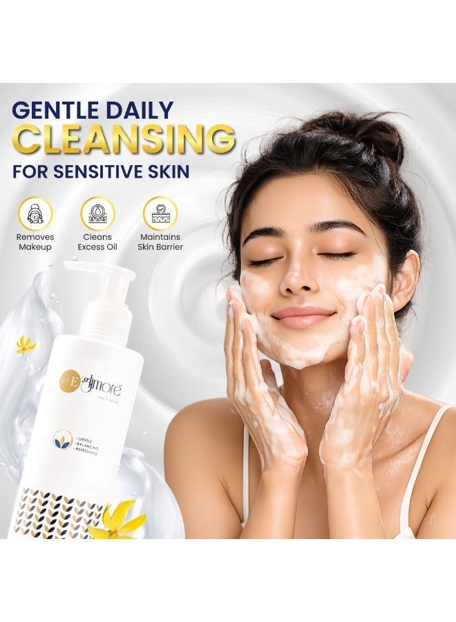 Glimore Face Wash 250 ml – Deep Cleansing & Makeup-Removing Gel – Hydrating Oat & Sweet Almond Oil – Non-Drying, pH-Balanced – Gentle Daily Cleanser for All Skin Types – with Calming Ylang-Ylang - Image 4