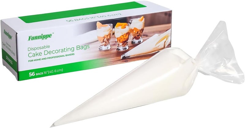Funnippe Store Disposable Piping Bags, 16 Inch Cake Decorating Bags, Anti-Burst Pastry Bags for Cakes and Cookies, Pack of 56 - Image 1