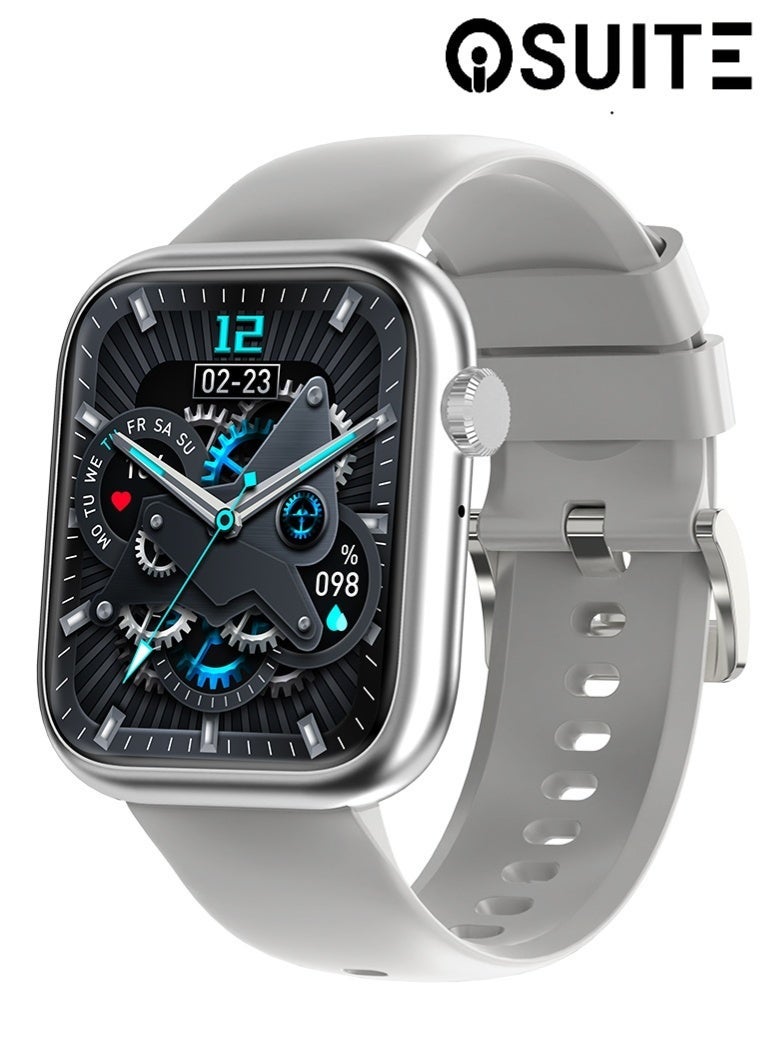 io suite iOsuite Glam Smart Watch with Bluetooth Calling, 1.83” HD Fashion Display, Heart Rate, Blood Pressure & SpO2 Monitor, Stress & Sleep Tracking, 100+ Sports Modes, Compatible with Android & iOS – Gray (FBW40) - Image 1