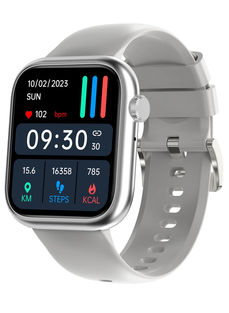 io suite iOsuite Glam Smart Watch with Bluetooth Calling, 1.83” HD Fashion Display, Heart Rate, Blood Pressure & SpO2 Monitor, Stress & Sleep Tracking, 100+ Sports Modes, Compatible with Android & iOS – Gray (FBW40) - Image 2