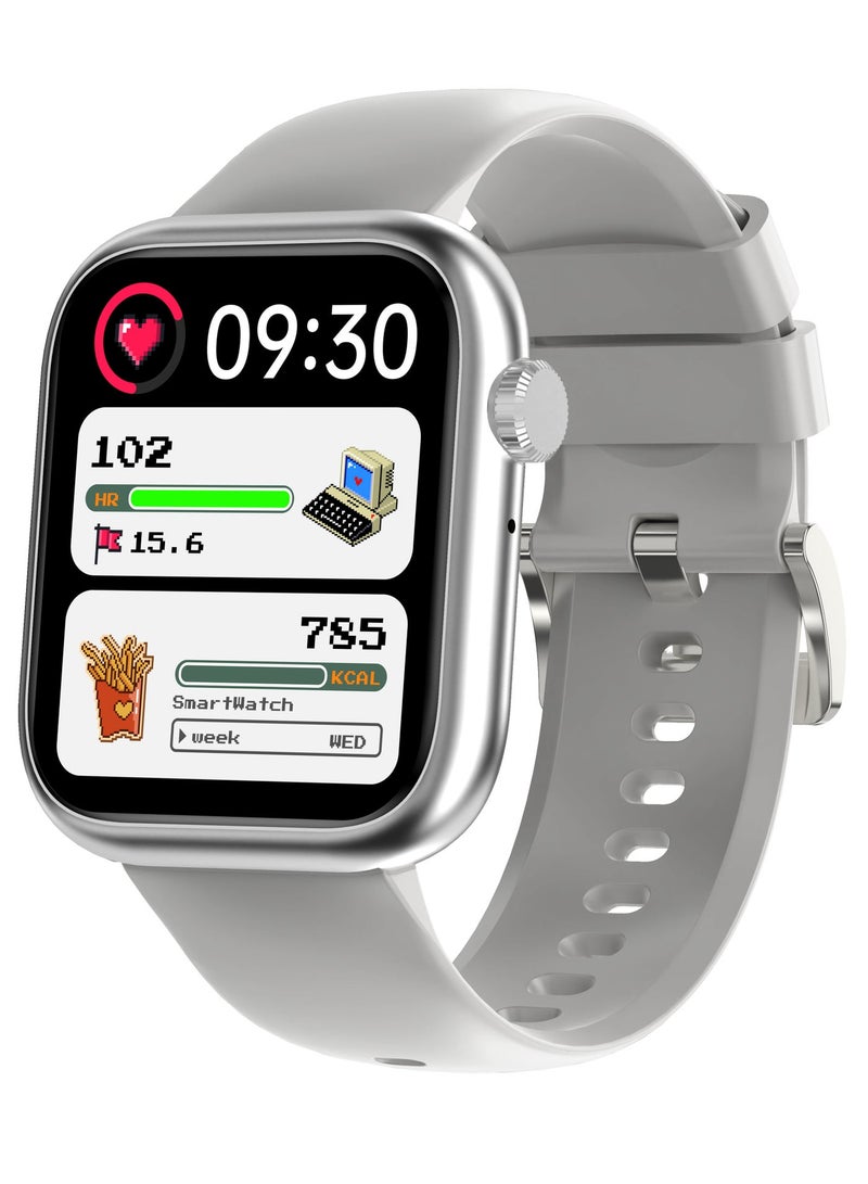 io suite iOsuite Glam Smart Watch with Bluetooth Calling, 1.83” HD Fashion Display, Heart Rate, Blood Pressure & SpO2 Monitor, Stress & Sleep Tracking, 100+ Sports Modes, Compatible with Android & iOS – Gray (FBW40) - Image 3