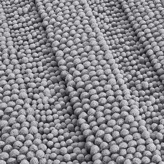 OLANLY Thick Chenille Bathroom Rug 30x20, Striped Bath Mat, Grey - Ultra Absorbent, Non-Slip Rubber Backing, Machine Washable, Soft & Fluffy for Bathroom Floor, Tub, Shower, Home Decor - Image 1