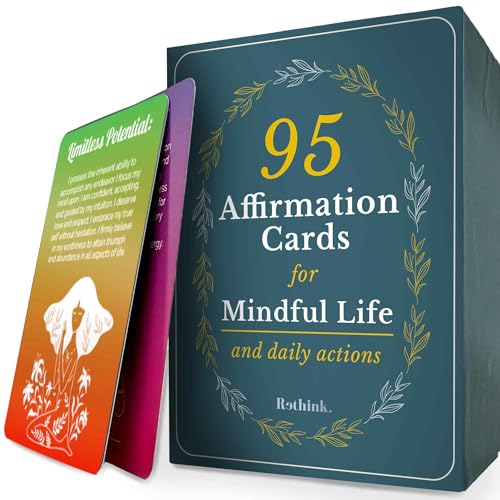 QUOKKA Rethink 95 Positive Affirmation Cards for Mindfulness | Inspirational Motivational Cards for Women, Men, Teens for Stress Anxiety Relief and Mental Wellness | Durable Self Care Card Set - Image 1