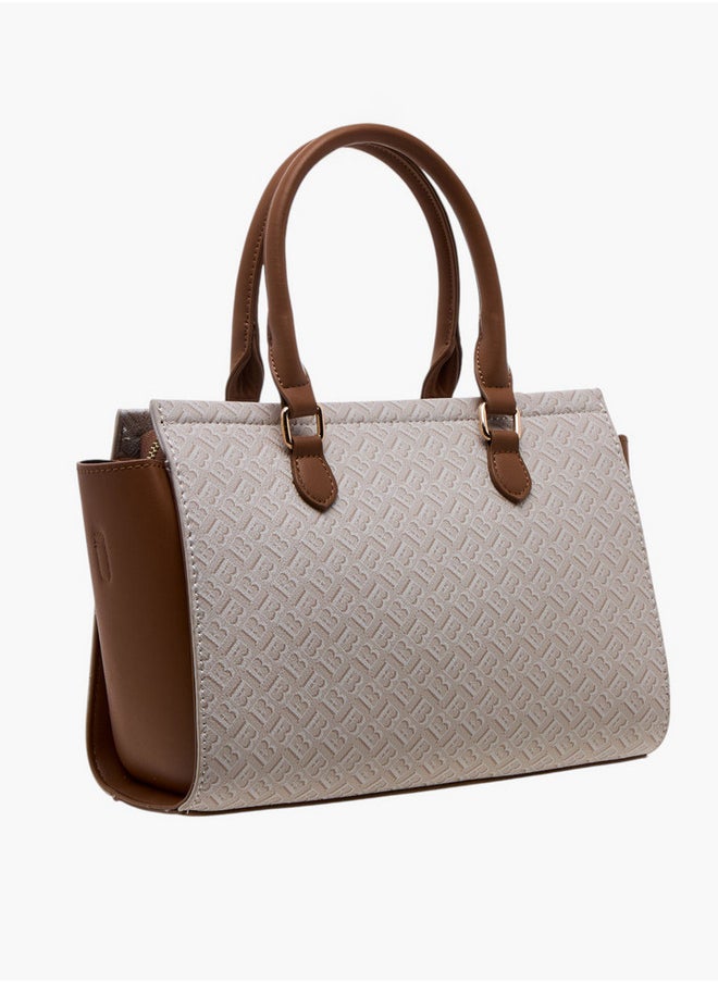 Flora Bella By Shoexpress Monogram Print Tote Bag with Double Handle and Zip Closure  - Image 3