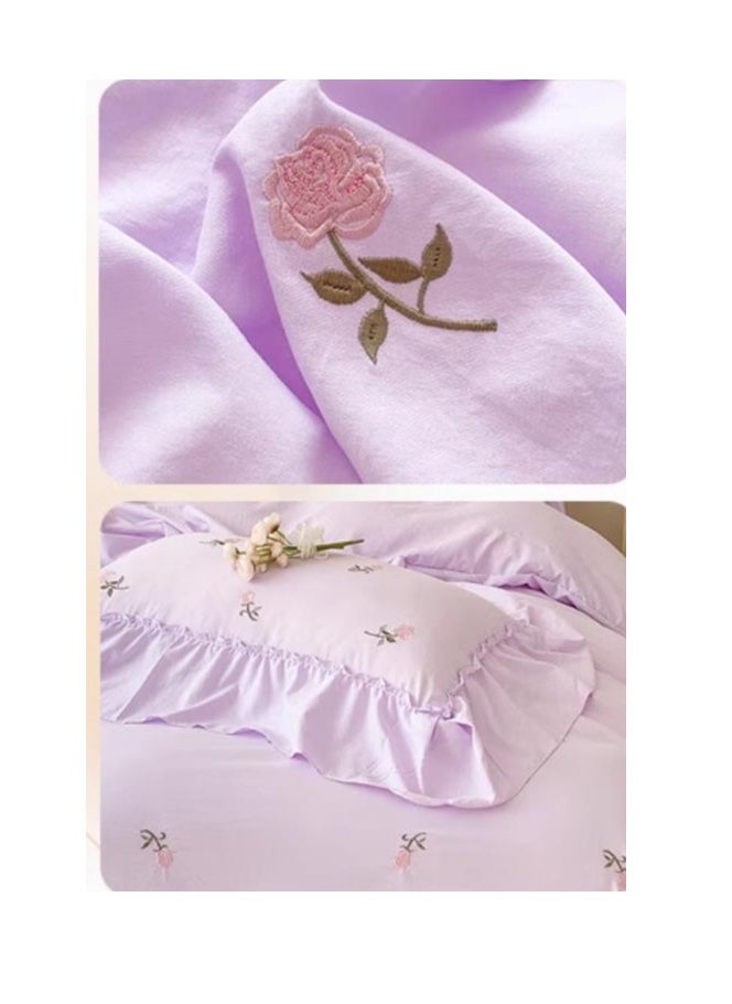 Generic Bed Sheet Style — Four Piece Set Of Washed Cotton Princess Embroidered Bedding  - Image 3