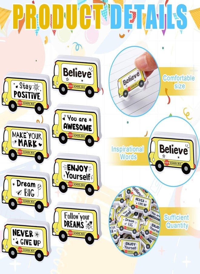 Moinchore 50 Pcs Erasers Bulk Inspirational Bus Erasers Cute Mini Motivational Gifts for Prizes Homework Rewards Supplies Office Supplies - Image 3