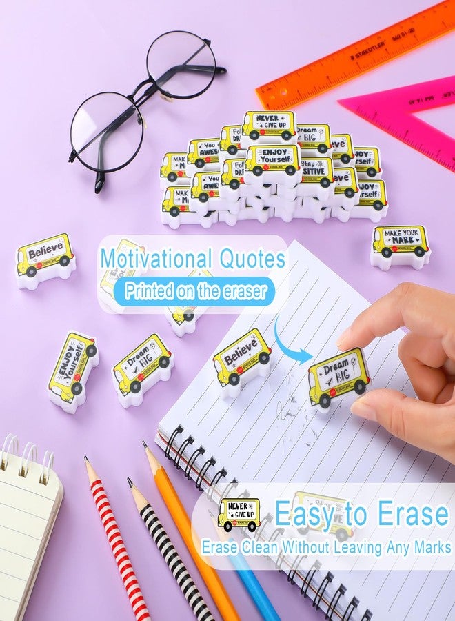Moinchore 50 Pcs Erasers Bulk Inspirational Bus Erasers Cute Mini Motivational Gifts for Prizes Homework Rewards Supplies Office Supplies - Image 4