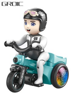 GROIC Electric Tricycle Toy for Kids, Tricycle Car Model Bike Toys with Flashing Lights and Music Sound, Rotating Stunt Car Automatic Riding 360 Degree Rotation Bicycle Entertainment for Children  - Image 1