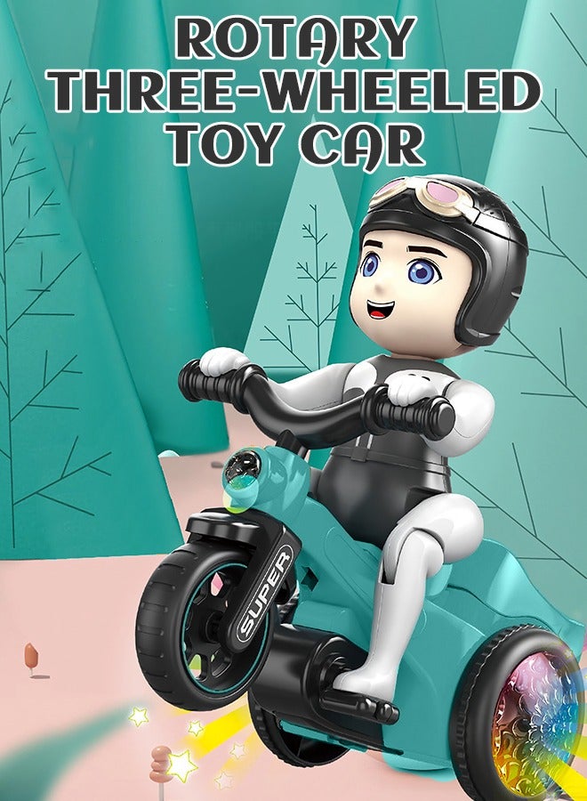 GROIC Electric Tricycle Toy for Kids, Tricycle Car Model Bike Toys with Flashing Lights and Music Sound, Rotating Stunt Car Automatic Riding 360 Degree Rotation Bicycle Entertainment for Children - Image 2