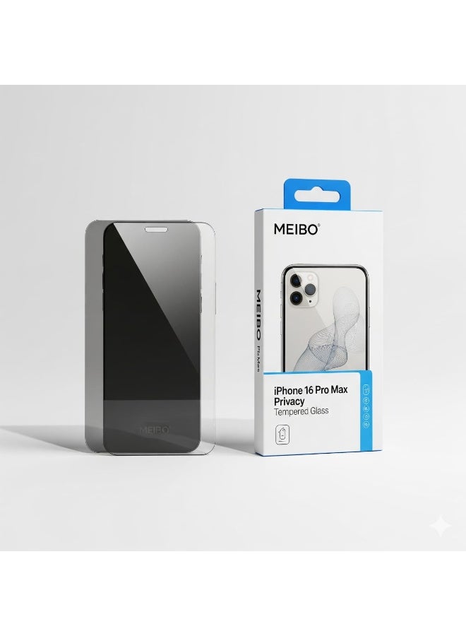 MEIBO Premium Pack 1 iPhone 16 Pro Max Privacy Screen Protector, Ultra anti-fingerprint, 25 Degree Anti Peeping - Image 1