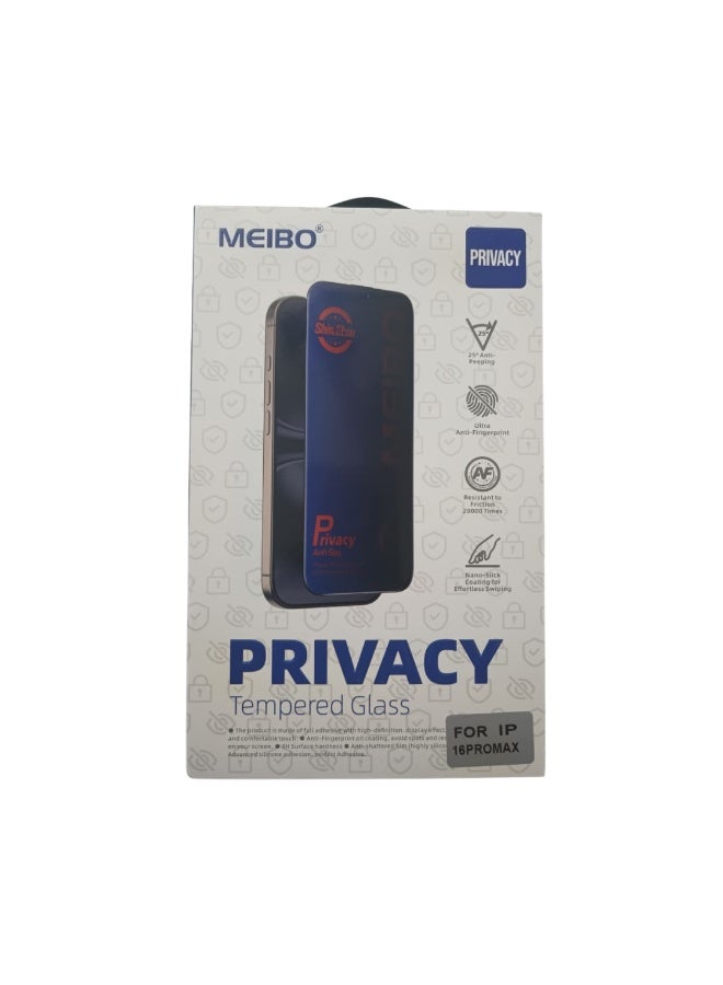 MEIBO Premium Pack 1 iPhone 16 Pro Max Privacy Screen Protector, Ultra anti-fingerprint, 25 Degree Anti Peeping - Image 5