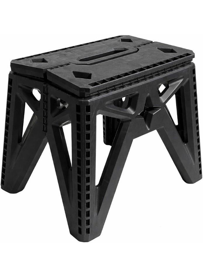 كرسي بلاستيكي كبير قابل للطي، شديد التحمل، محمول، بتصميم موفر للمساحة، لون أسود ، مناسب للاستخدام الداخلي والخارجي، للتخييم، الصيد، والحدائق، داعم، قوي وعملي، 33×39×27 سم - Image 1