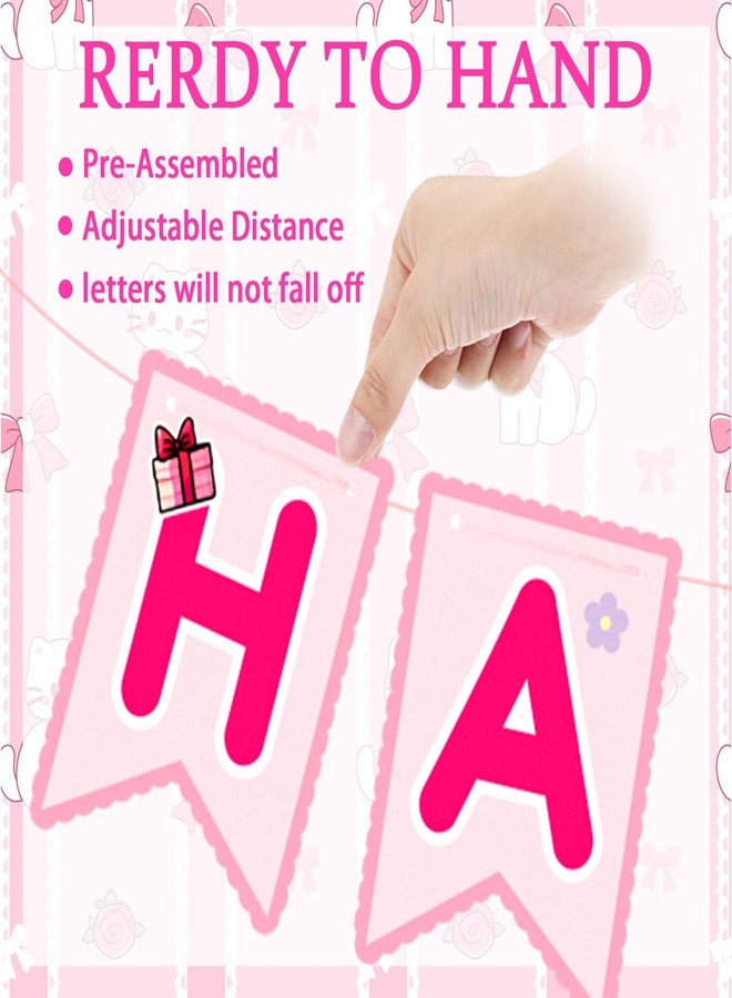 تاوباري لافتة عيد ميلاد سعيد على شكل قطة لطيفة وردية من TaoBary، لافتة معلقة مسبقًا، زينة حفلات على شكل قطة كرتونية لطيفة، زينة حفلات على شكل قطة كرتونية، لافتات للفتيات والنساء، هدايا عيد الميلاد - Image 4