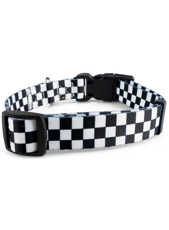 Limeloot Checkered Pattern Dog Collar in Black & White - Adjustable Dog Collar for Boy and Girl Dogs with Quick Release Buckle by Limeloot, Small - Image 2
