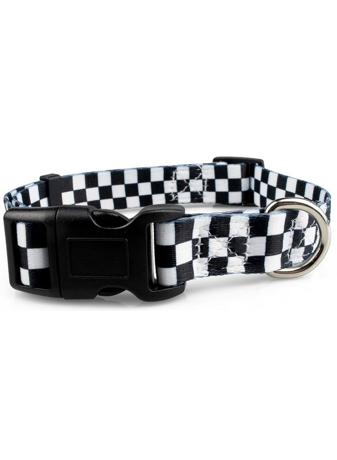 Limeloot Checkered Pattern Dog Collar in Black & White - Adjustable Dog Collar for Boy and Girl Dogs with Quick Release Buckle by Limeloot, Small - Image 3