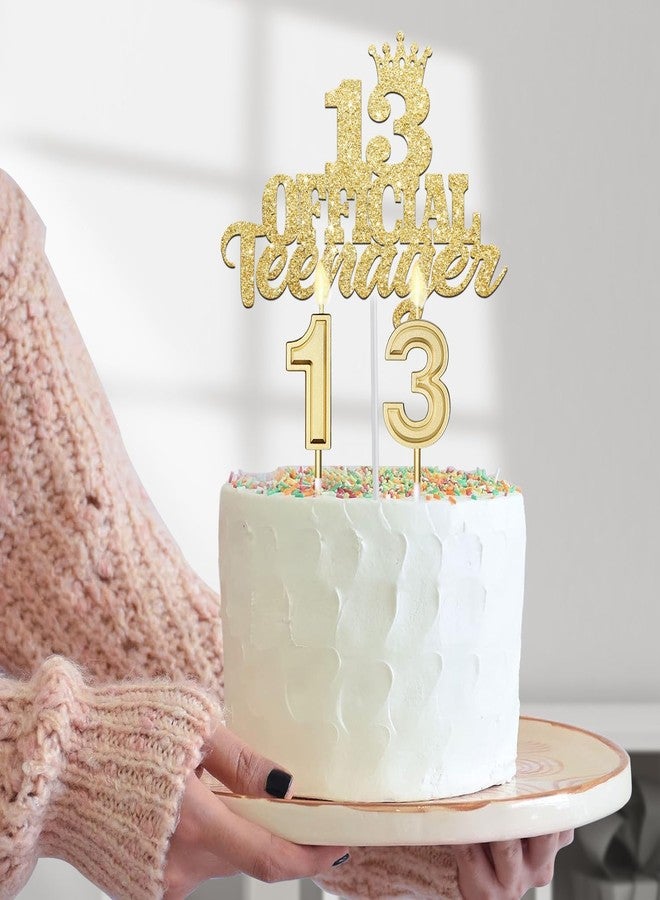 YeohJoy 13th Birthday Decorations for Girls, Including 13th Birthday Crown/Tiara, Candles, Official Teenager Sash and Cake Topper, Number 13 Balloons Gold, Teen Girl Gifts for 13th Birthday Decorations - Image 4
