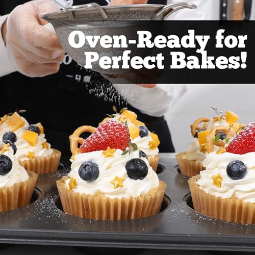 Bake Buddies Cupcake Liners for Baking – Brown Jumbo Muffin Liners Dessert Cups, Thick Unbleached Parchment Paper Baking Supplies, Large Greaseproof Pan Liner Wrappers (200-Pack) - Image 5