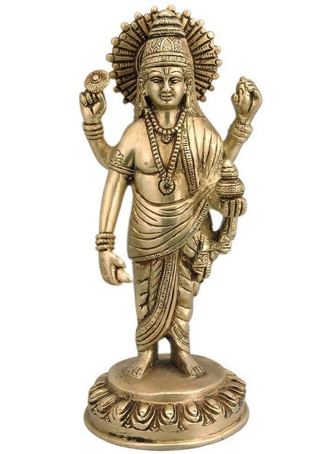 Mohan Jodero Brass Dhanvantari Idol, God of Ayurveda/Medicine Statue,21 cm - Image 2