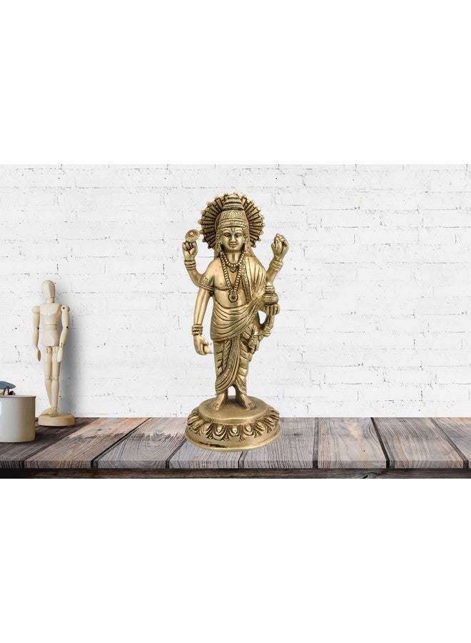 Mohan Jodero Brass Dhanvantari Idol, God of Ayurveda/Medicine Statue,21 cm - Image 3