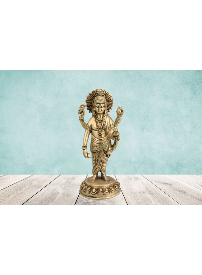Mohan Jodero Brass Dhanvantari Idol, God of Ayurveda/Medicine Statue,21 cm - Image 4