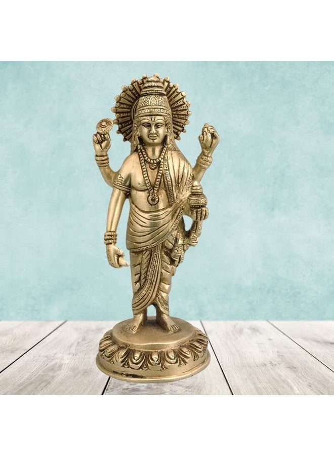 Mohan Jodero Brass Dhanvantari Idol, God of Ayurveda/Medicine Statue,21 cm - Image 1