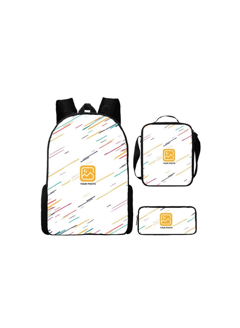 Printed backpack polyester schoolbag large-capacity cross-body bag student-X01-Wednesday \"Miss Wednesday's Home\" Wednesday Addams (universal standard three-piece set)